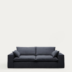 Sofá desenfundable Anarela 3 plazas de lino y viscosa gris oscuro 280 cm FSC Mix Credit