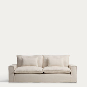 Sofá desenfundable Anarela 3 plazas de lino y viscosa beige 260 cm FSC Mix Credit