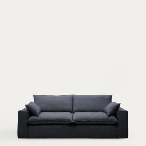 Sofá desenfundable Anarela 3 plazas de lino y viscosa gris oscuro 260 cm FSC Mix Credit