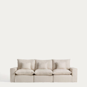 Sofá modular desenfundable Anarela 3 plazas de lino y viscosa beige 310 cm FSC Mix Credit