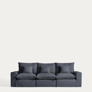 Sofá modular desenfundable Anarela 3 plazas de lino y viscosa gris oscuro 310 cm FSC Mix C