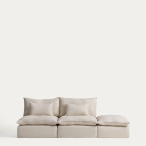 Sofá modular desenfundable Anarela 3 plazas con terminal de lino y viscosa beige 310 cm FS
