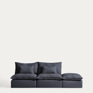 Sofá modular desenfundable Anarela 3 plazas con terminal de lino y viscosa gris oscuro 310