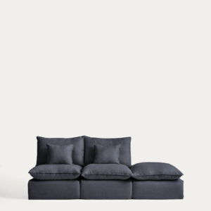 Sofá modular desenfundable Anarela 2 plazas con terminal de lino y viscosa gris oscuro 270