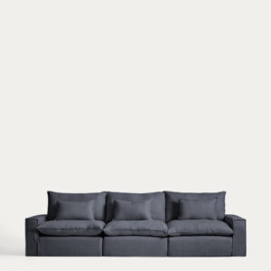Sofá modular desenfundable Anarela 5 plazas de lino y viscosa gris oscuro 370 cm FSC Mix C