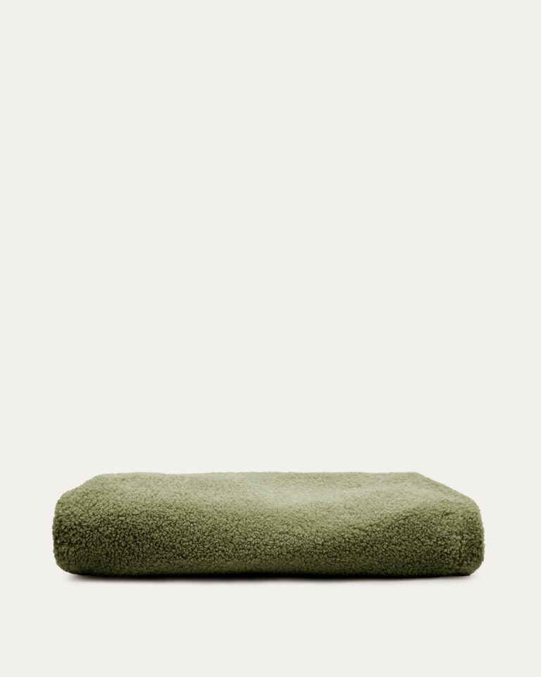 Funda para reposapiés Kaeli de borreguito verde Ø 43 cm