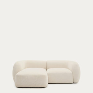 Sofá modular Martina 2 plazas de chenilla con chaise longue izquierdo color crudo 230 cm