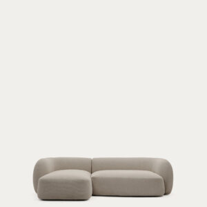 Sofá modular Martina 3 plazas de chenilla con chaise longue izquierdo color piedra 287 cm