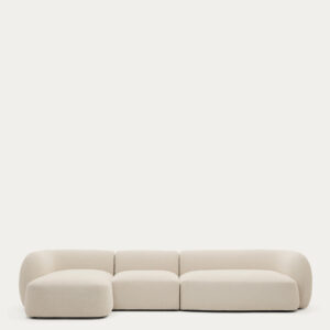 Sofá modular Martina 4 plazas de chenilla con chaise longue izquierdo color crudo 377 cm