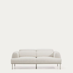 Sofá Aurum 2 plazas chenilla crudo con cabecero reclinable y base de metal beige mate 214