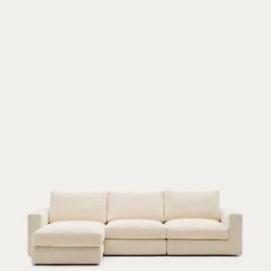 Sofá modular desenfundable Alea 4 plazas chenilla chaise longue izquierdo crudo 310 cm