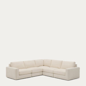 Sofá rinconero modular desenfundable Alea 5 plazas chenilla crudo 310 x 310 cm
