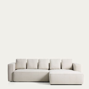 Sofá cama Marela 3 plazas con chaise longue derecha chenilla beige 276 cm FSC Mix Credit