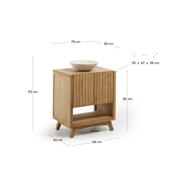 Mueble de baño rectangular Kuveni de madera maciza de teca 70 x 50 cm