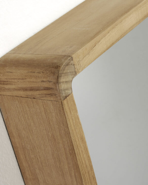 Espejo Kuveni de madera maciza de teca 80 x 65 cm