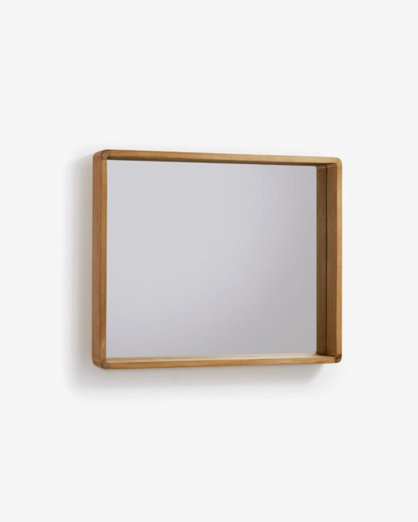 Espejo Kuveni de madera maciza de teca 80 x 65 cm