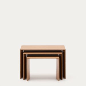 Set Litto de 3 mesas nido de chapa de roble FSC Mix Credit 60 x 40 / 51 x 36 / 42 x 31 cm