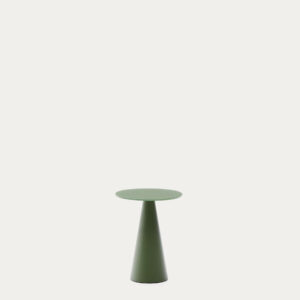 Mesa auxiliar Wilshire vidrio templado glaseado y acero acabado pintado verde mate Ø30cm