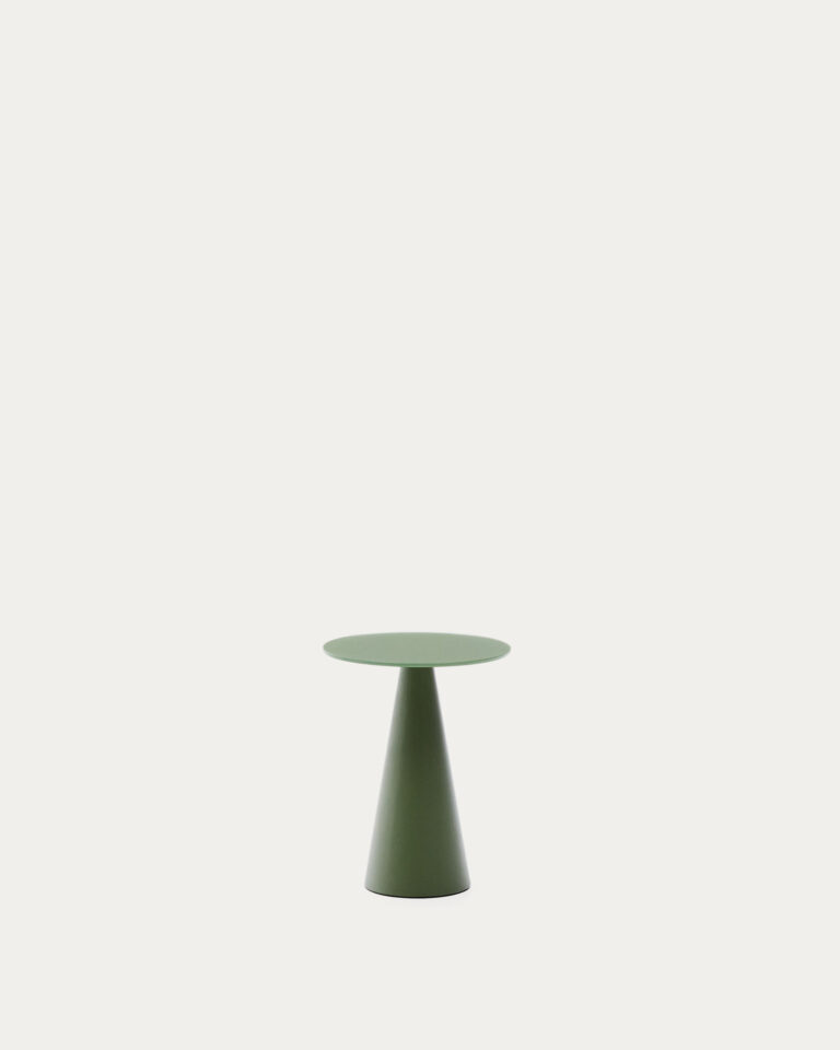 Mesa auxiliar Wilshire vidrio  templado glaseado y acero acabado pintado verde mate Ø30cm