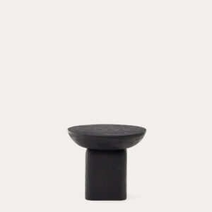 Mesa auxiliar Ovak de madera maciza de acacia con acabado negro FSC 100% Ø50 cm