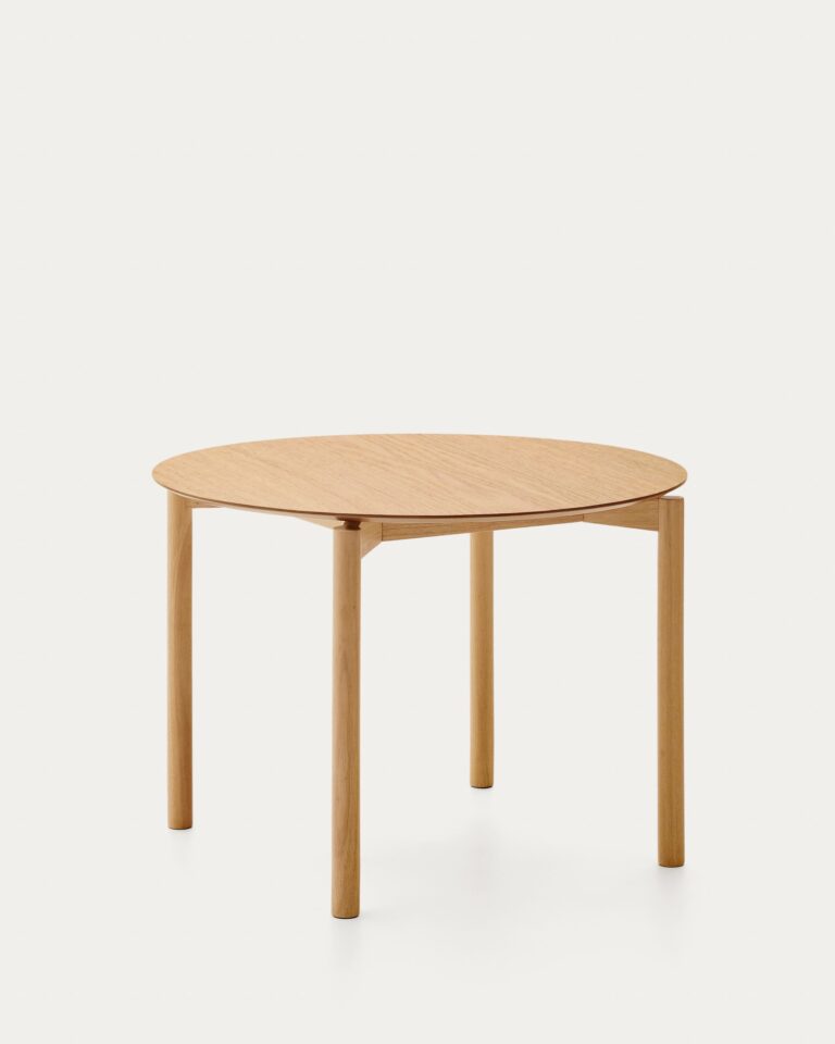 Mesa redonda Indara de chapa de fresno con acabado tono natural Ø110cm