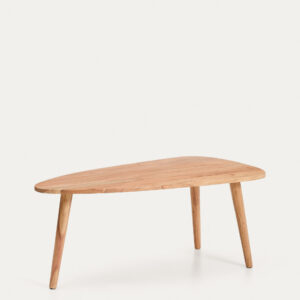 Mesa de centro Duvani de madera maciza de acacia con acabado blanqueado Ø110 x 60 cm