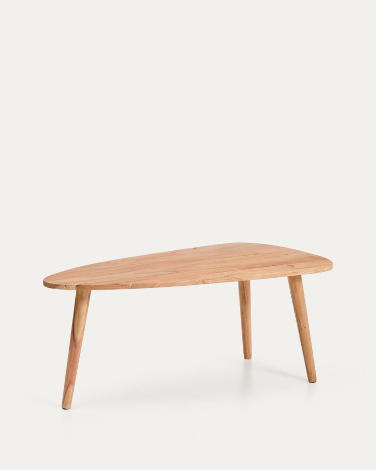 Mesa de centro Duvani de madera maciza de acacia con acabado blanqueado Ø110 x 60 cm