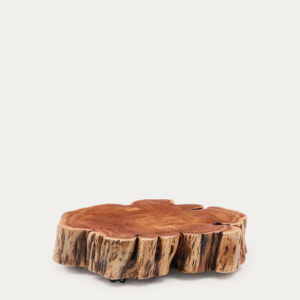 Mesa de centro Nuvine de madera maciza de acacia con acabado blanqueado con ruedas Ø65 cm