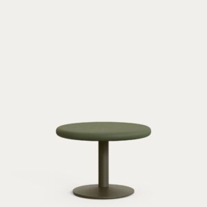 Mesa redonda de exterior Esilda con sobre de cemento verde Ø70cm y pie de acero verde Ø42x