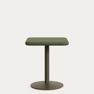 Mesa de exterior Esilda con sobre de cemento verde 70x70cm y pie de acero verde Ø55x72cm