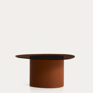 Mesa de centro Olir de vidrio templado y acero marrón 82 x 74 cm