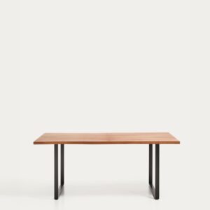 Mesa Uxue de madera maciza de acacia y patas de acero negro 160 x 90 cm