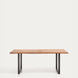 Mesa Uxue de madera maciza de acacia y patas de acero negro 180 x 90 cm