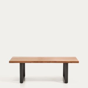 Mesa de centro Uxue de madera maciza de acacia y patas de acero negro 130 x 64 cm