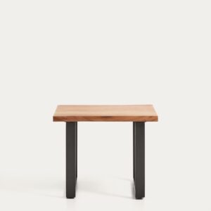 Mesa auxiliar Uxue de madera maciza de acacia y patas de acero negro 65 x 65 cm
