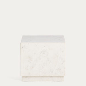 Mesa auxiliar Sorein de mármol blanco 40 x 40 cm