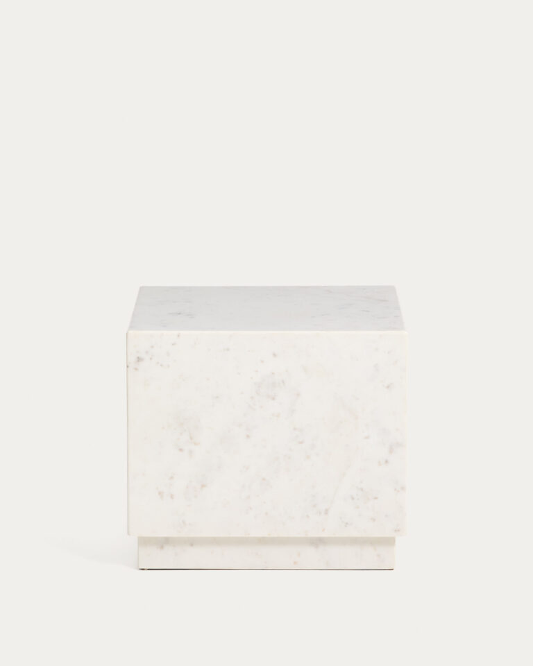 Mesa auxiliar Sorein de mármol blanco 40 x 40 cm