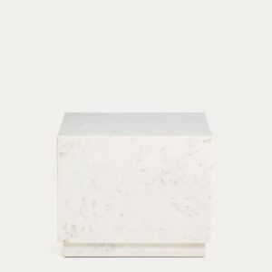Mesa auxiliar Sorein de mármol blanco 50 x 50 cm