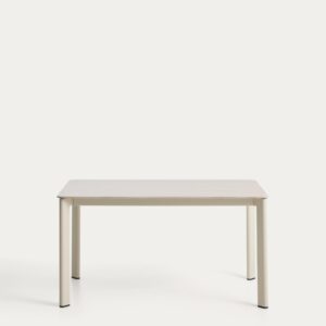Mesa Anafi de piedra sinterizada y aluminio ecru 140 x 80 cm