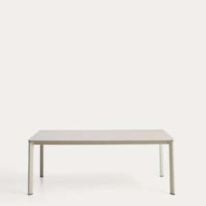 Mesa Anafi de piedra sinterizada y aluminio ecru 180 x 90 cm