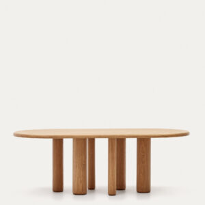 Mesa ovalada Mailen en chapa de fresno con acabado natural Ø 220 x 105 cm
