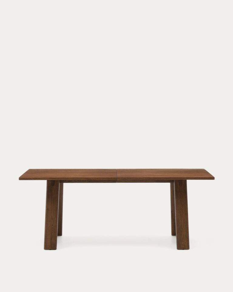 Mesa extensible Arlen chapa y madera maciza de roble acabado nogal 200 (250) x 95 cm FSC M