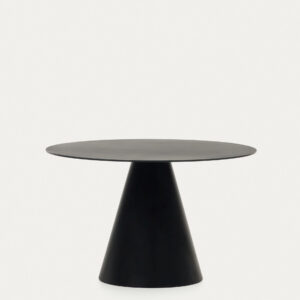 Mesa redonda Wilshire de vidrio templado y metal con acabado pintado negro Ø 120 cm