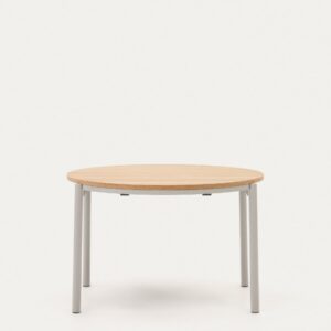 Mesa extensible redonda Montuiri chapa de roble y patas de acero acabado gris Ø 120 (200)