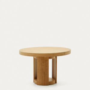Mesa extensible redonda Artis de madera maciza y chapa de roble FSC 100% 120 (170) x 80 cm