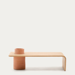 Mesa de centro Olaria de terracota y chapa de roble con acabado natural 110 x 60 cm