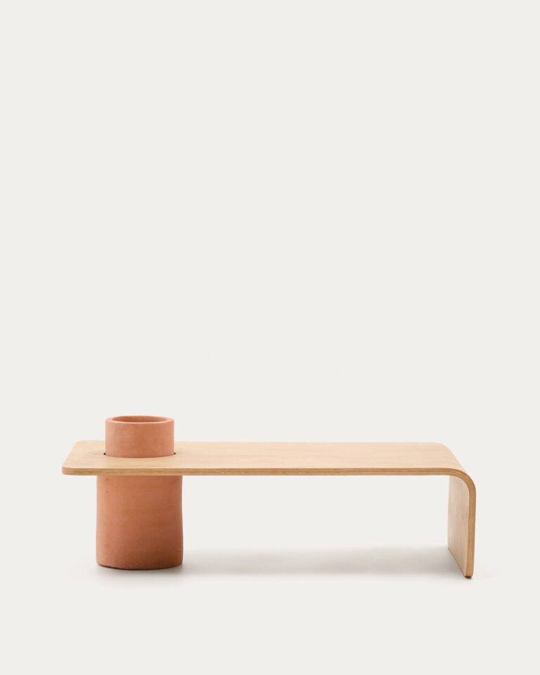 Mesa de centro Olaria de terracota y chapa de roble con acabado natural 110 x 60 cm