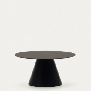Mesa de centro Wilshire de vidrio templado y metal con acabado pintado negro Ø 80 cm