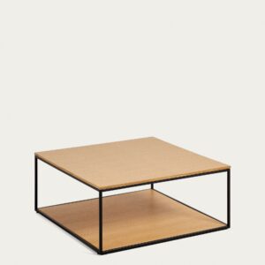 Mesa de centro Yoana de chapa de roble y estructura de metal pintado negro 80 x 80 cm