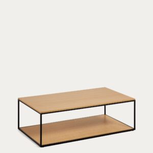 Mesa de centro Yoana de chapa de roble y estructura de metal pintado negro 110 x 60 cm